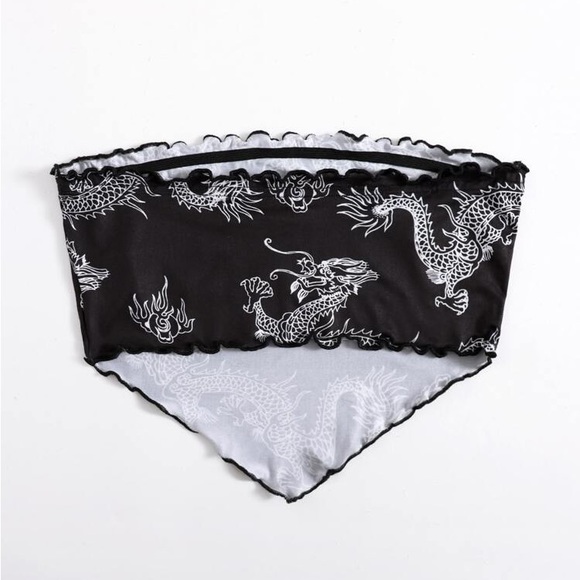 SUMMER CROPTOP, DRAGON PATTERN, FLASE “BANADANNA” CROPTOP, SHEIN SIZE S - Picture 2 of 3